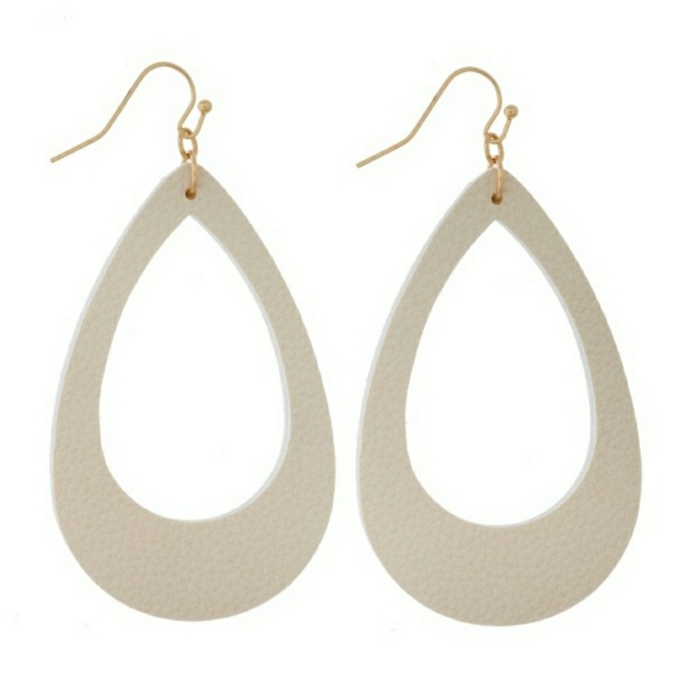 Tear drops leather earrings